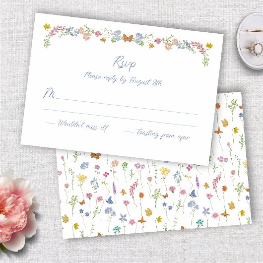 Grillige Wilde Bloemen RSVP Kaartje