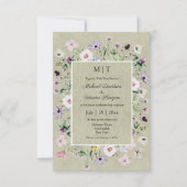 grillige wilde bloemen tuin groene kraft bruiloft kaart (Voorkant)