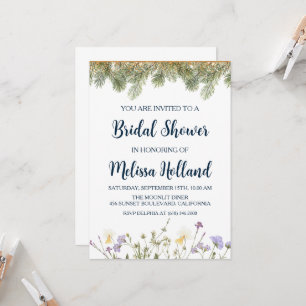 Grillige wilde bloemen winter bruidsdouche kaart