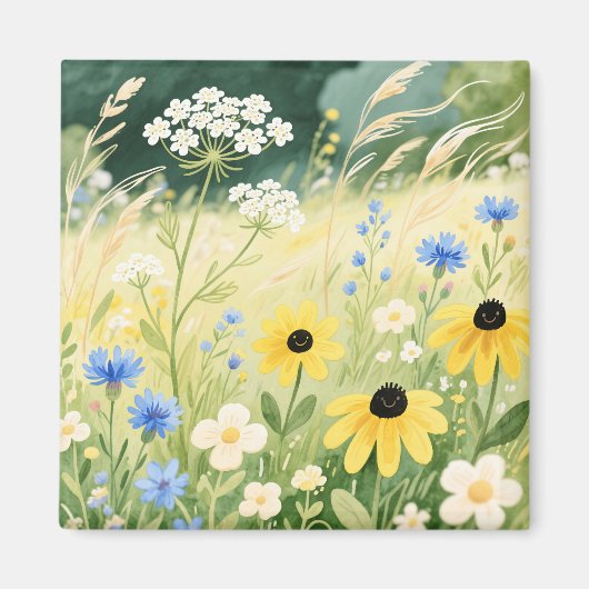 Grillige Wilde Bloemenweide Magneet (Voorkant)