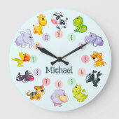 Grillige Wilde Dieren: Schattige Dierenvrienden Grote Klok (Voorkant)