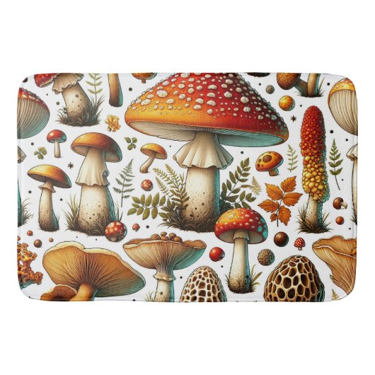 Grillige Wilde Paddenstoelen Badmat (Voorkant)