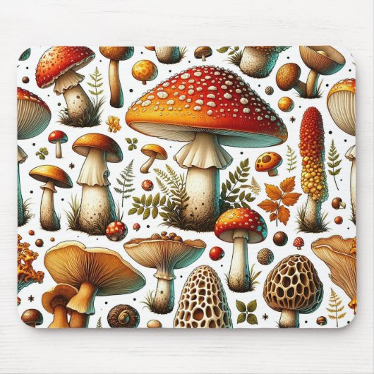 Grillige Wilde Paddenstoelen Muismat (Voorkant)