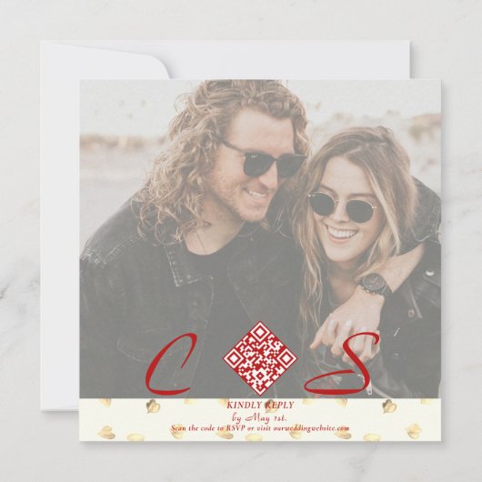 grillige wilde Roos botanische tuin foto bruiloft Kaart (Achterkant)