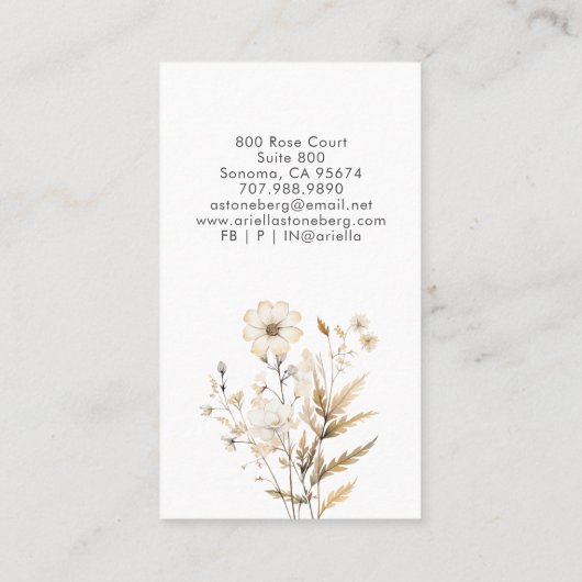 Grillige Wildflower bloeit Visitekaartje (Achterkant)