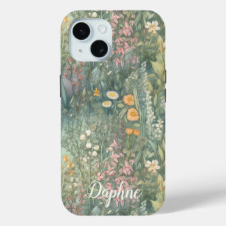  grillige Wildflower Garden Custom Name iPhone 15 Case