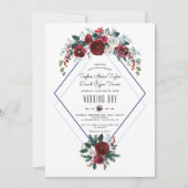 Grillige Winter Burgundy Bloemstuk Den Huwelijk Kaart (Voorkant)