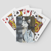 Grillige Winter Fantasie Husky Hond Drakenkasteel Pokerkaarten (Achterkant)