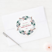 Grillige Winter Heilige Bessen Krans Baby Shower Ronde Sticker (Envelop)