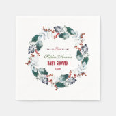 Grillige Winter Heilige Bessen Krans Baby Shower Servet (Voorkant)