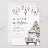 Grillige Winter Onederland Eerste Verjaardagsfeest Kaart (Voorkant)
