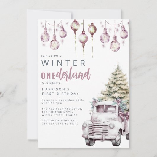 Grillige Winter Onederland Eerste Verjaardagsfeest Kaart (Voorkant)