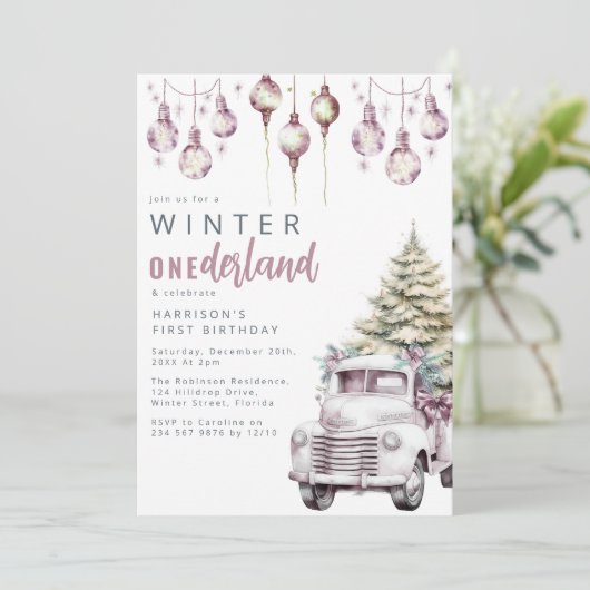 Grillige Winter Onederland Eerste Verjaardagsfeest Kaart (Staand voorkant)