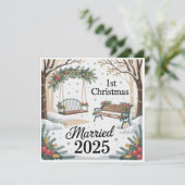 Grillige Winter Park Onze Eerste Kerstmis Getrouwd (Staand voorkant)