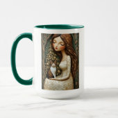 Grillige Winterkat Fee Mug Vintage Kerstmis Mok (Links)
