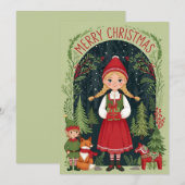 Grillige Wintermeisje Feestdagenkaart (Voorkant / Achterkant)