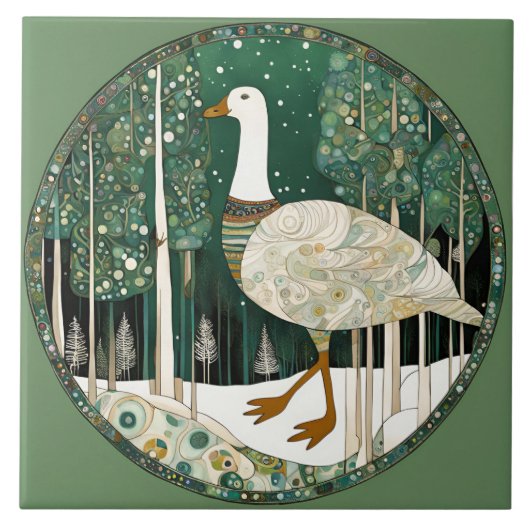 grillige winterscène tegeltje (Voorkant)