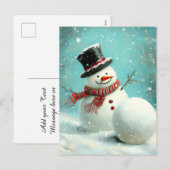  grillige wintersneeuwman Joy Feestdagenkaart (Voorkant / Achterkant)