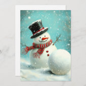 grillige wintersneeuwman Joy Feestdagenkaart (Voorkant / Achterkant)