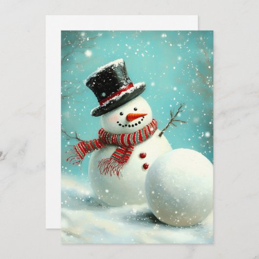  grillige wintersneeuwman Joy Feestdagenkaart (Voorkant / Achterkant)