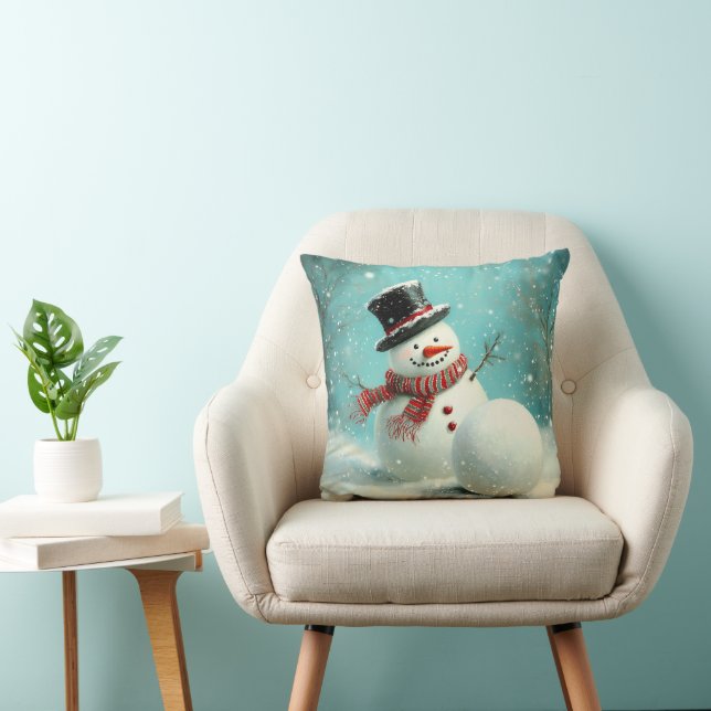  grillige wintersneeuwman Joy Kussen (Stoel)