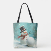 grillige wintersneeuwman Joy Tote Bag (Achterkant)