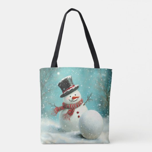  grillige wintersneeuwman Joy Tote Bag (Achterkant)