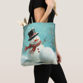  grillige wintersneeuwman Joy Tote Bag (Dichtbij)