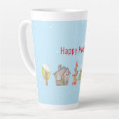 Grillige Winterstraat Vakantie Latte Mok (Linkerhoek)