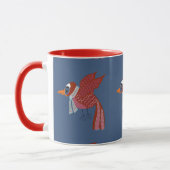 Grillige wintervogel met sjaal mok (Links)