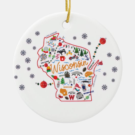 Grillige Wisconsin Kerstversiering Keramisch Ornament (Voorkant)