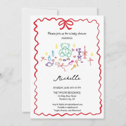 Grillige Wispelturige Met de Hand Getekende Doodle Kaart (Voorkant)