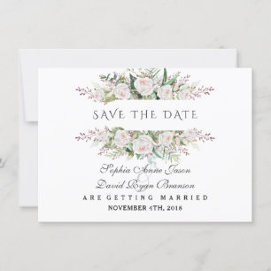 Grillige Witte Bloemen Frame Bewaar De Datum Save The Date