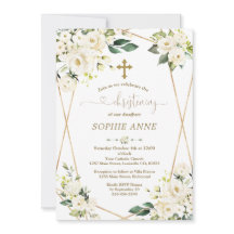 Grillige Witte Bloemen Gouden Meisje Doop