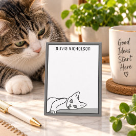 Grillige Witte Kat Doodle Persoonlijke Notitiekaar Notitiekaartje