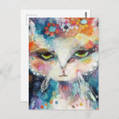 grillige witte kattenverfspatten briefkaart (Voorkant / Achterkant)