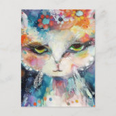 grillige witte kattenverfspatten briefkaart (Voorkant)