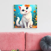 Grillige Witte Kittens Tuin Canvas Afdruk (Insitu (Woonkamer))