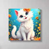 Grillige Witte Kittens Tuin Canvas Afdruk (Voorkant)