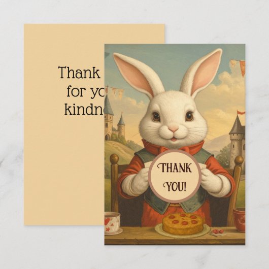 Grillige Witte Konijnen Harten Betoverde Wonderlan Bedankkaart (Voorkant / Achterkant)