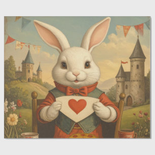 Grillige Witte Konijnen Harten Betoverde Wonderlan Cadeaupapier