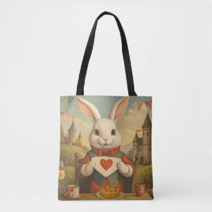 Grillige Witte Konijnen Harten Betoverde Wonderlan Tote Bag
