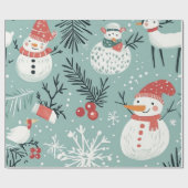 Grillige Witte sneeuwman Cadeaupapier (Vlak)