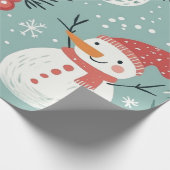 Grillige Witte sneeuwman Cadeaupapier (Hoek)