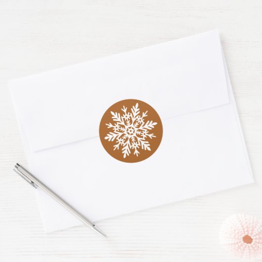 Grillige Witte Sneeuwvlok Verbrande Sinaasappel Ke Ronde Sticker (Envelop)