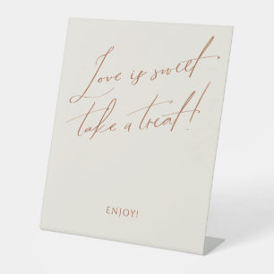 grillige woestijn Beige bruiloft liefde is zoet Reclamebord Met Voetstuk