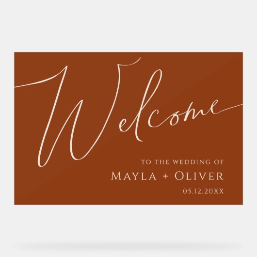 grillige woestijn | Terracotta Welkom Acryl Bord (Voorkant)