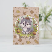 grillige  wolf bedankkaart (Staand voorkant)