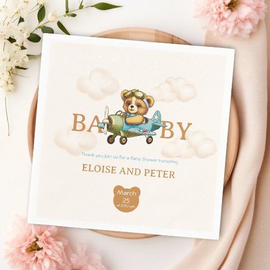 Grillige wolken Vliegtuigpiloot Teddy Bear Servet