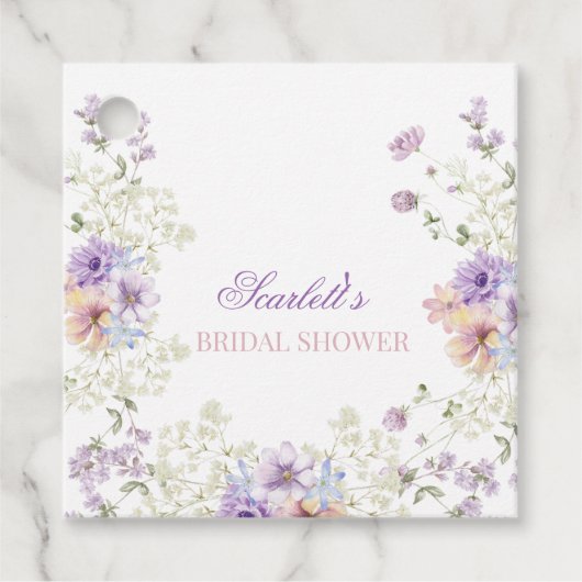 grillige zachte wilde bloemen huisje tuin bruiloft bedankjes labels (Voorkant)